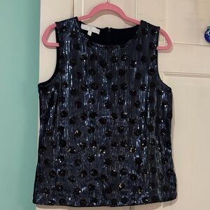 Talbots Black and Blue Sequin Sleeveless Blouse